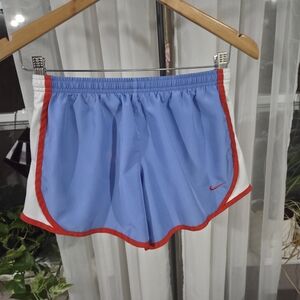 Nike Women's Light Blue and Red Athletic Shorts